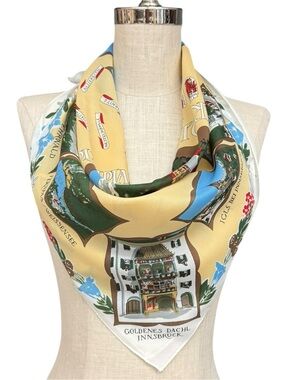 Vintage Innsbruck Tirol Austria Scenic Souvenir Scarf Austria Vintage Scarf